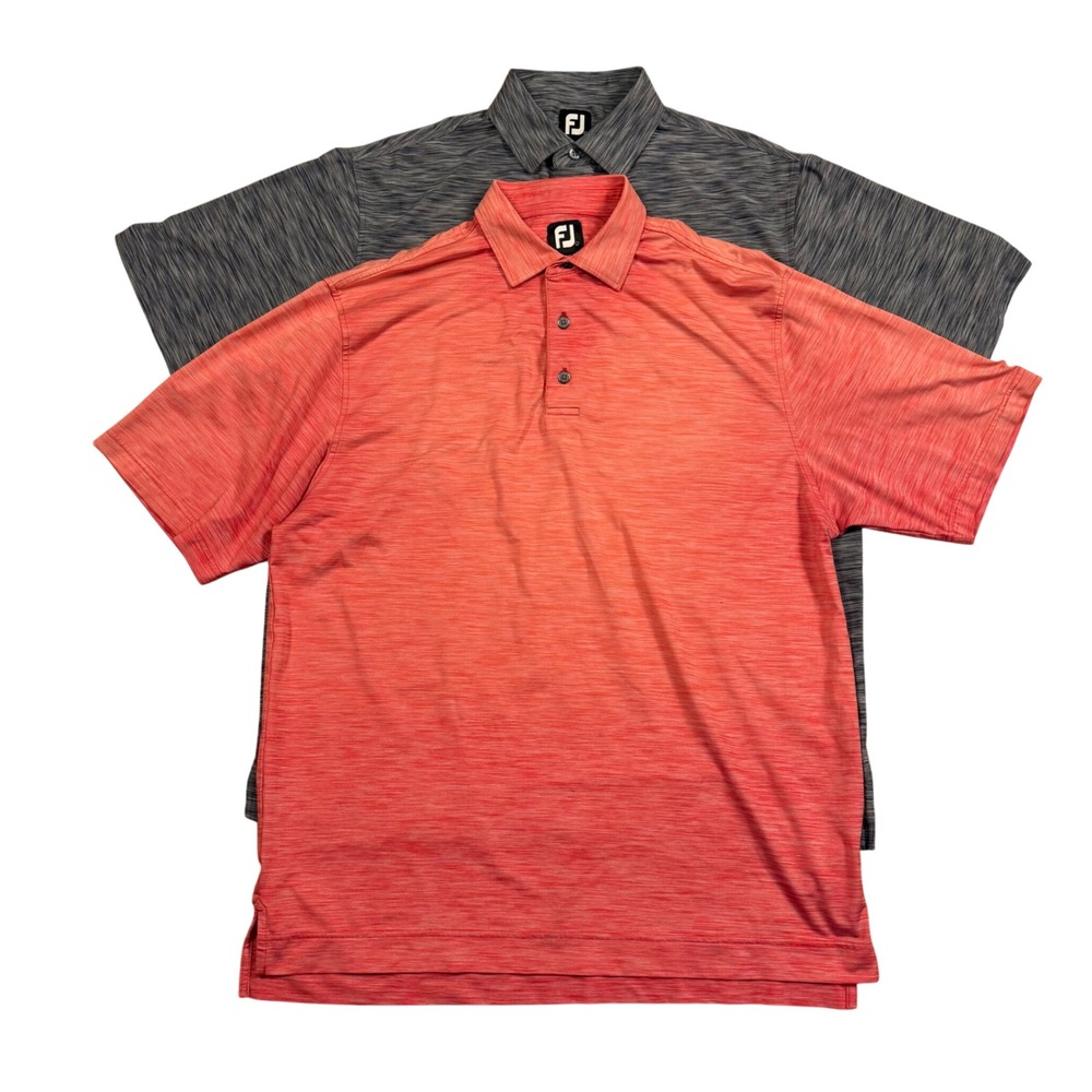 Lot of 2 FootJoy ProDry Golf Polo Shirts Mens Large Grey Coral Space Dye Heather - Picture 2 of 14